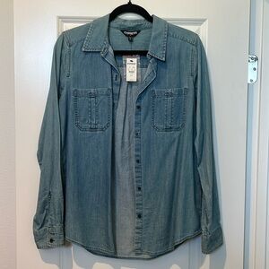 Express Denim Long Sleeve Button Up Shirt